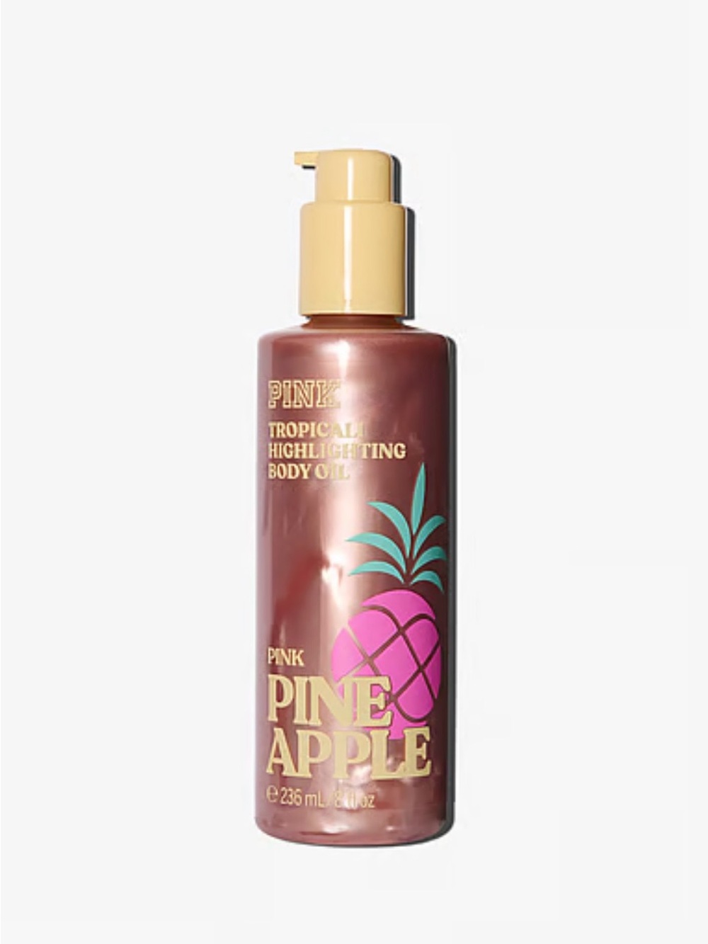 PINK Victoria's Secret Tropical Highlighting Pineapple Body Oil - Pink & Gold